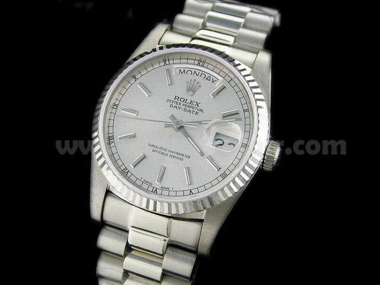 Rolex Stainless Steel Daydate President Silver Face Mens Watch